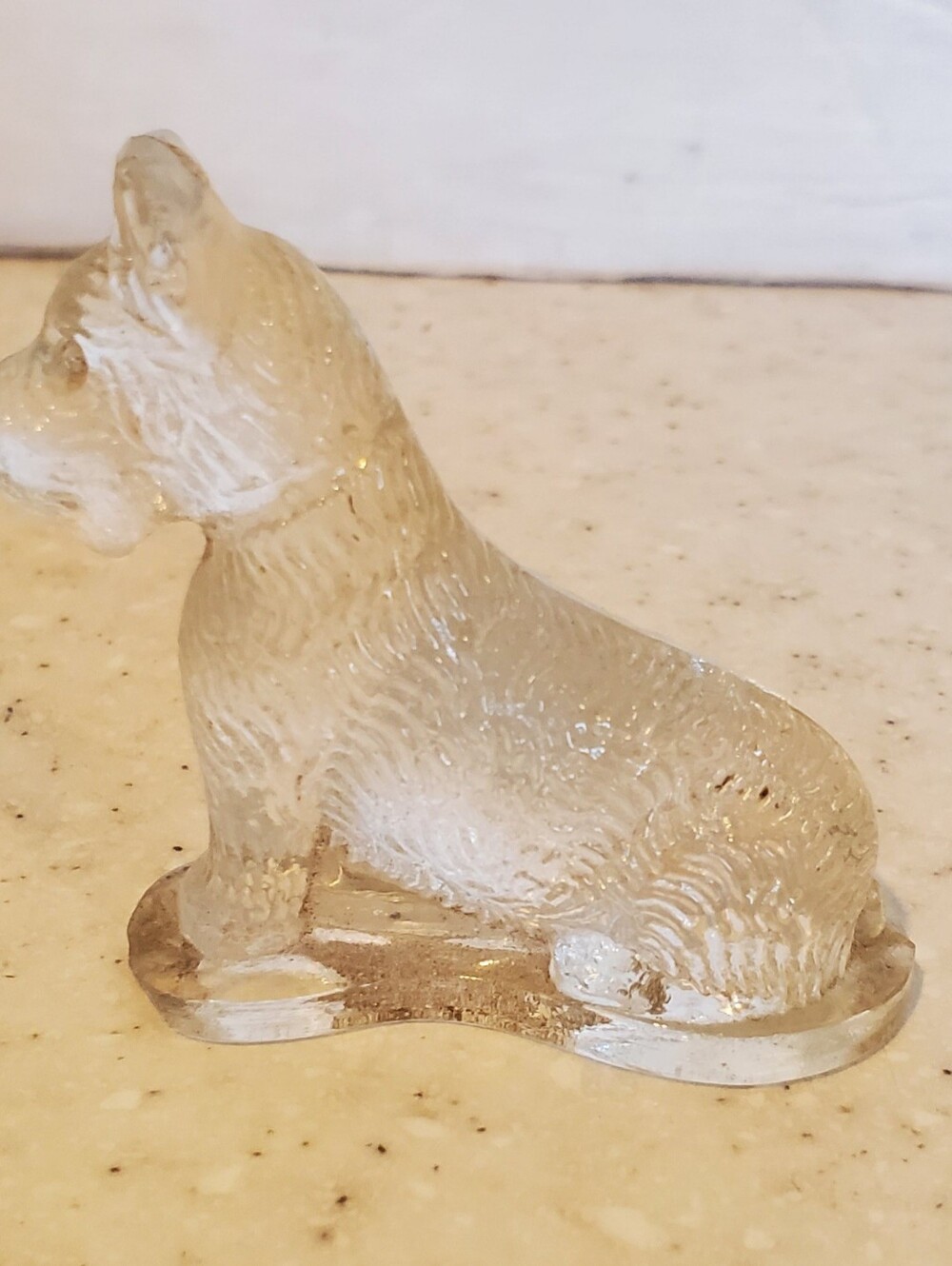 Vintage MCM Clear Glass Scottie Dog Figurine Scottish Terrier Paperweight Estate